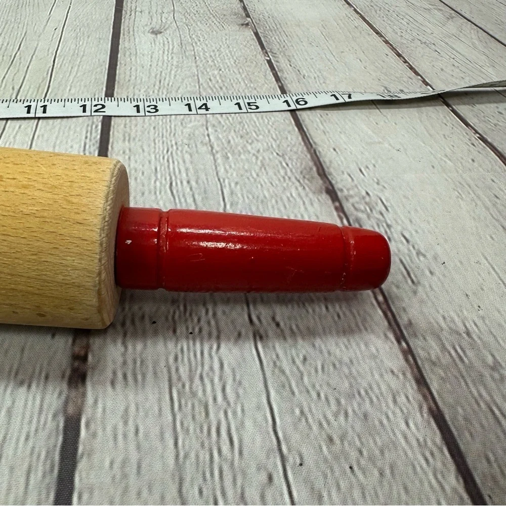 vintage Classic Red and Wood Rolling Pin cottagecore countryside homestead